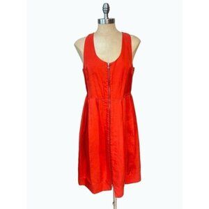 Crea Concept Tangerine 100% Linen Front Zip Dress 38 US Medium 6 8